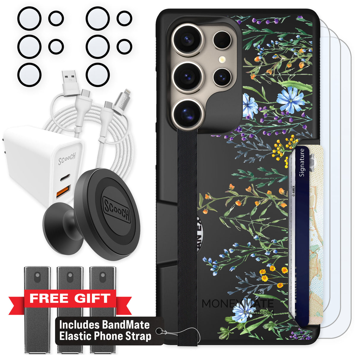 Scooch Moneymate Meadow Bloom for Galaxy S25 Ultra — Ultimate Bundle