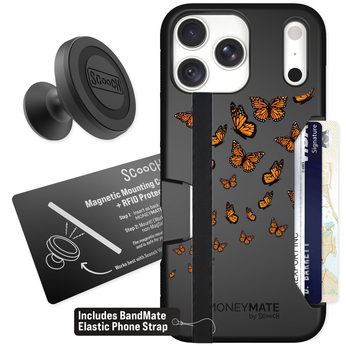 Scooch Moneymate Monarch Flight for iPhone 18 Pro Max — Starter Bundle