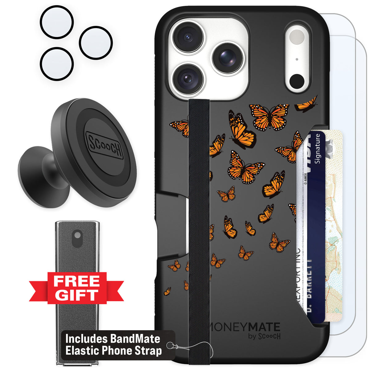 Scooch Moneymate Monarch Flight for iPhone 18 Pro Max — Defender Bundle