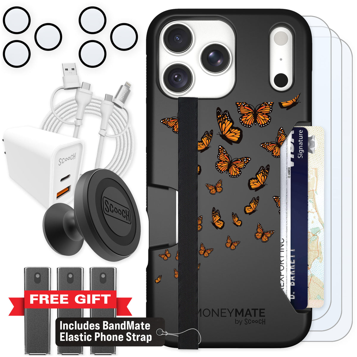 Scooch Moneymate Monarch Flight for iPhone 18 Pro Max — Ultimate Bundle