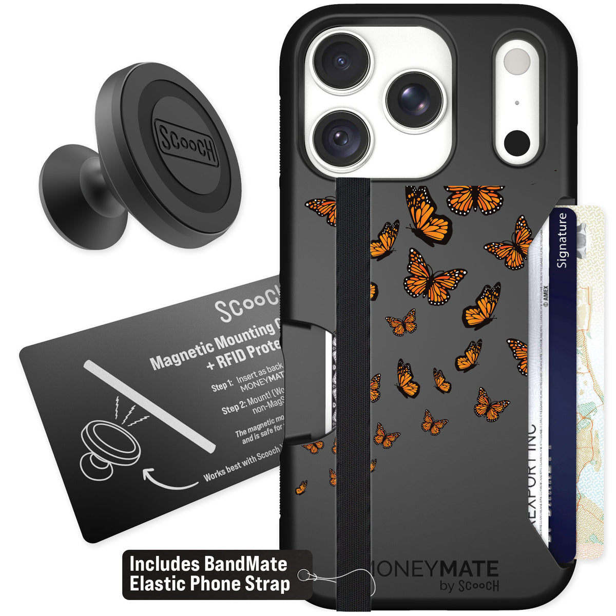 Scooch Moneymate Monarch Flight for iPhone 18 Pro — Starter Bundle