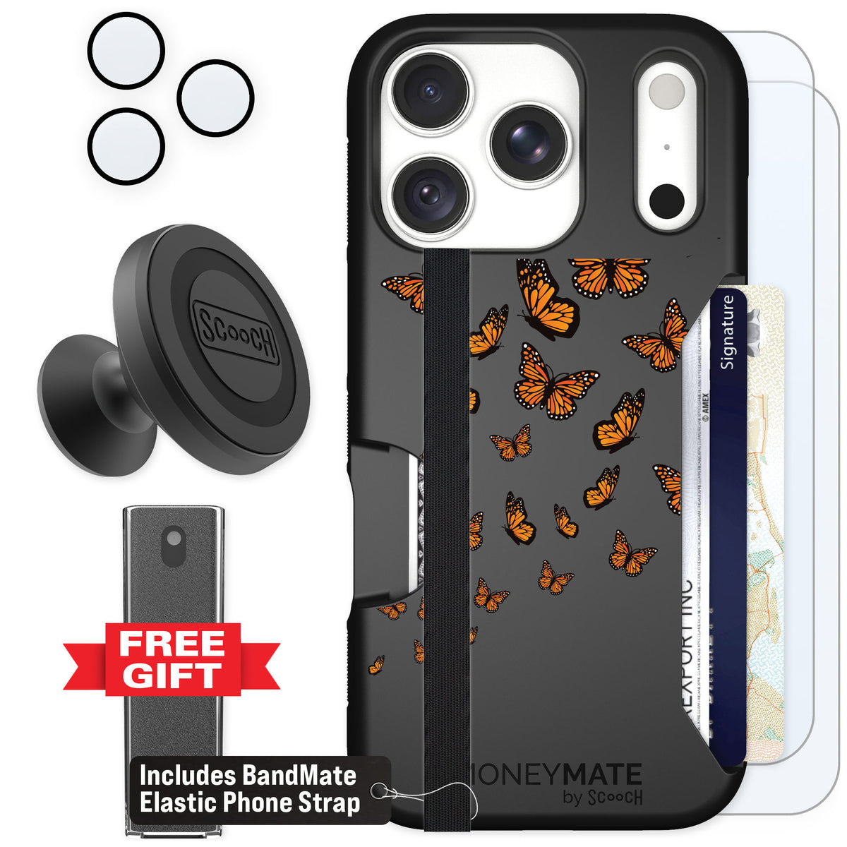 Scooch Moneymate Monarch Flight for iPhone 18 Pro — Defender Bundle