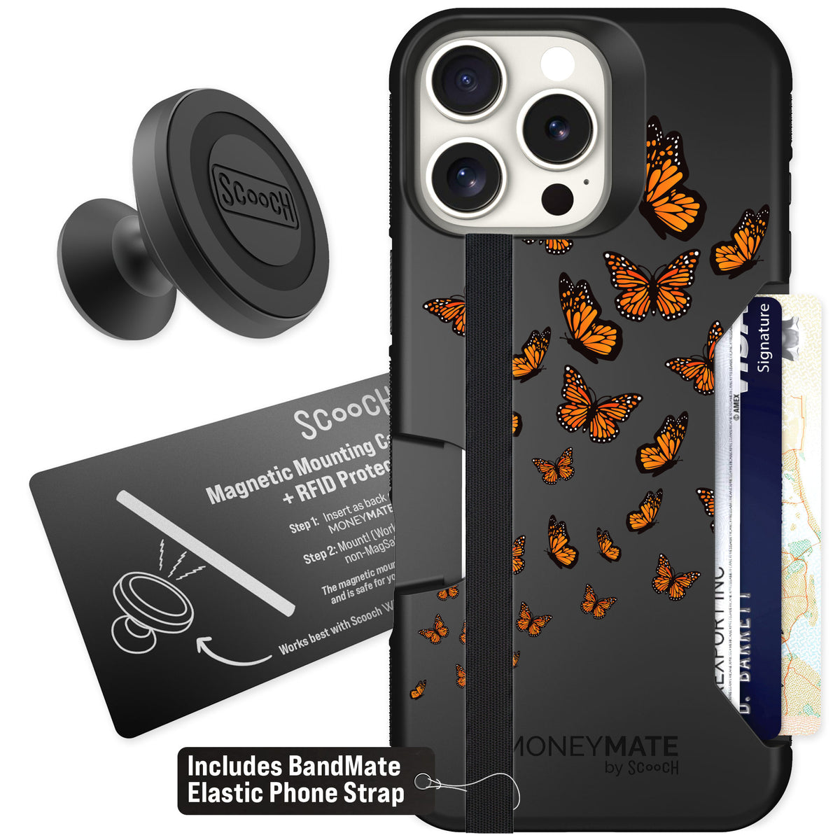 Scooch Moneymate Monarch Flight for iPhone 16 Pro Max — Starter Bundle