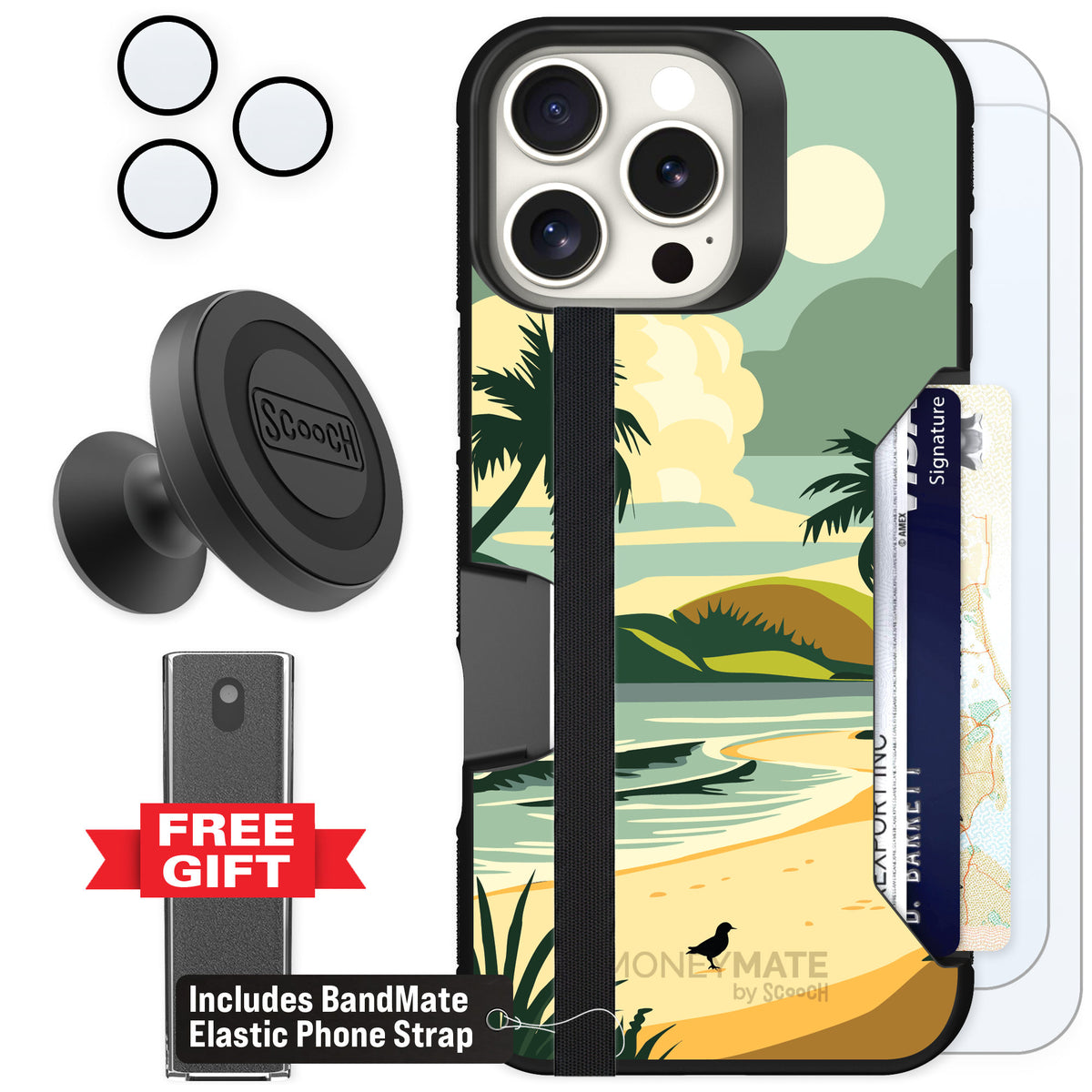 Scooch Moneymate Paradise Cove for iPhone 16 Pro Max — Defender Bundle