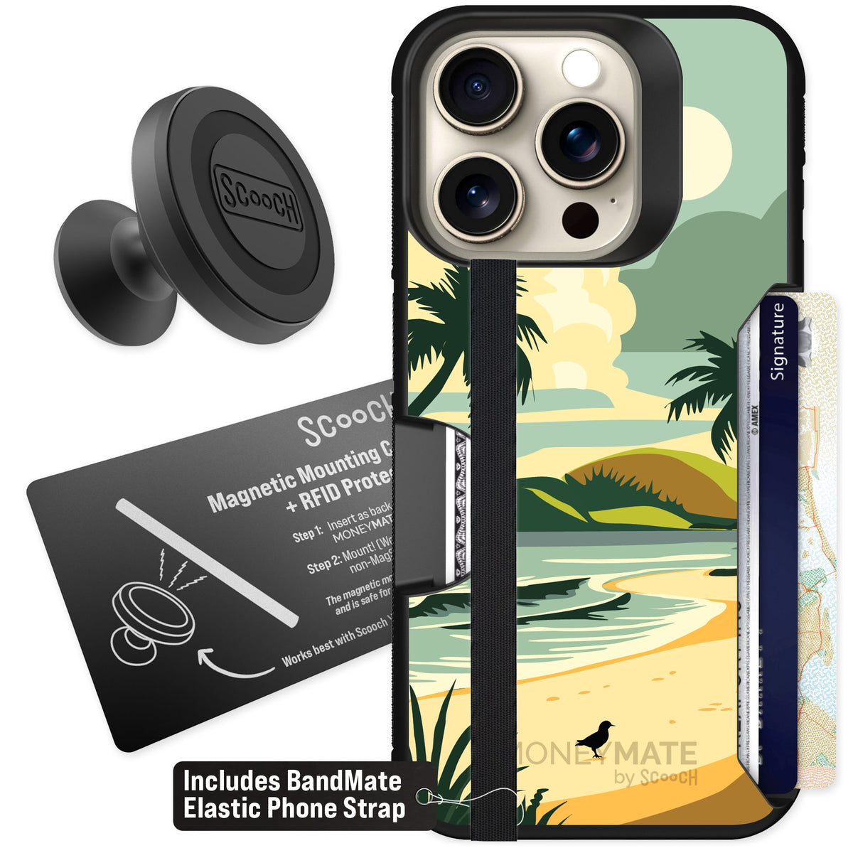 Scooch Moneymate Paradise Cove for iPhone 15 Pro — Starter Bundle