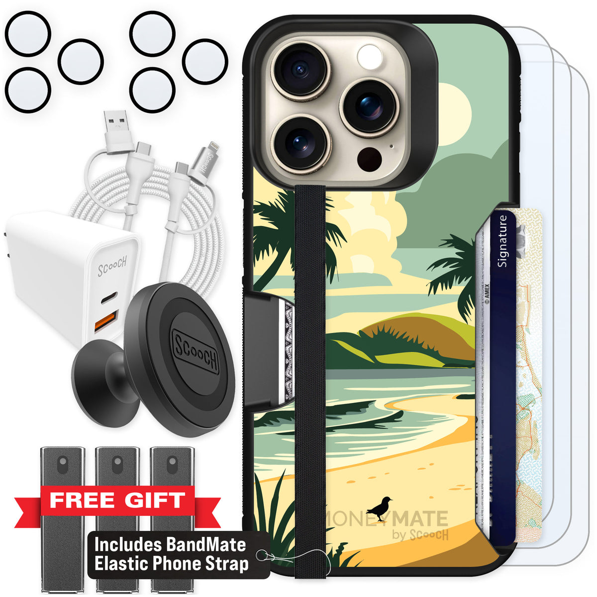 Scooch Moneymate Paradise Cove for iPhone 15 Pro — Ultimate Bundle