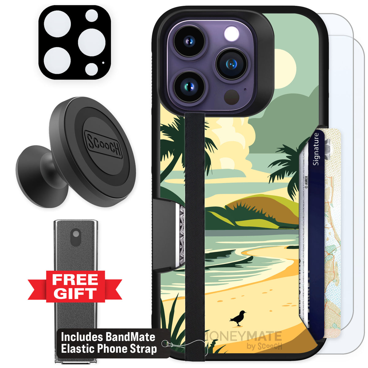 Scooch Moneymate Paradise Cove for iPhone 14 Pro — Defender Bundle