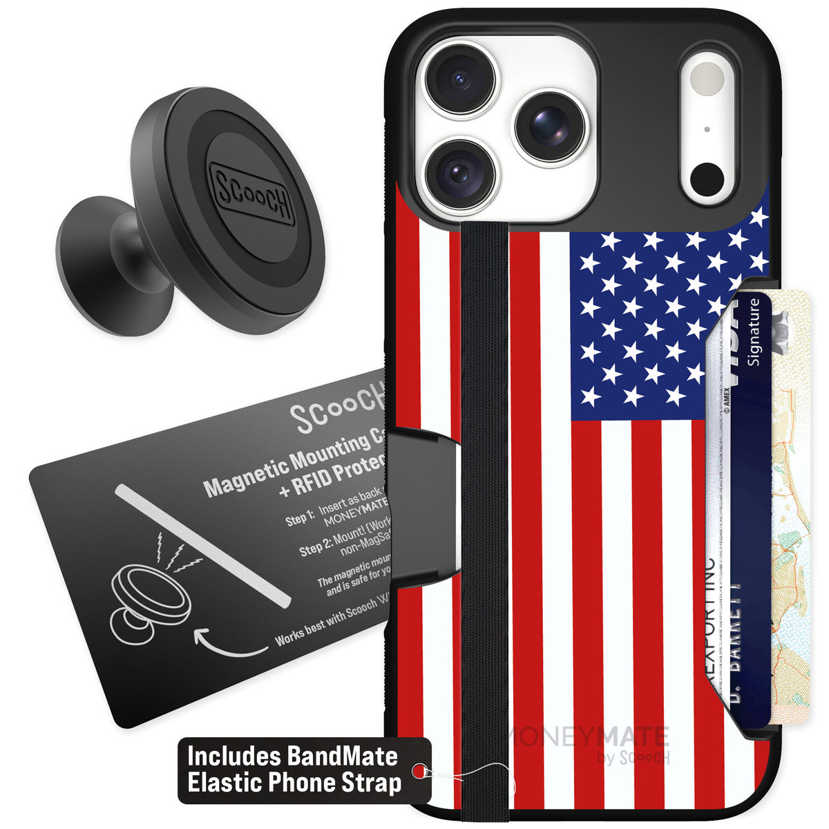 Scooch Moneymate Stars and Stripes for iPhone 18 Pro Max — Starter Bundle
