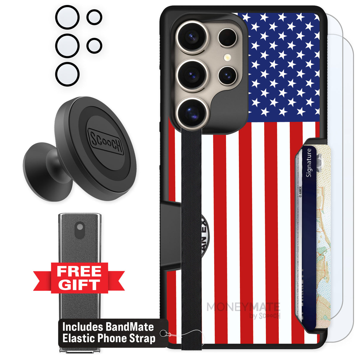 Scooch Moneymate Stars and Stripes for Galaxy S25 Ultra — Defender Bundle