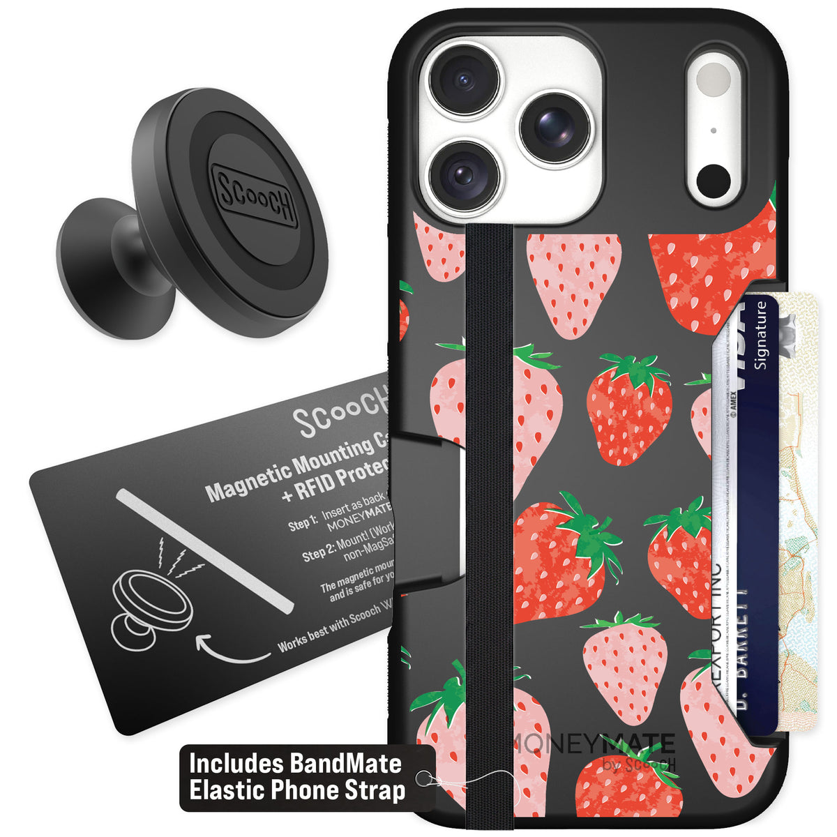 Scooch Moneymate Strawberry Fields for iPhone 18 Pro Max — Starter Bundle
