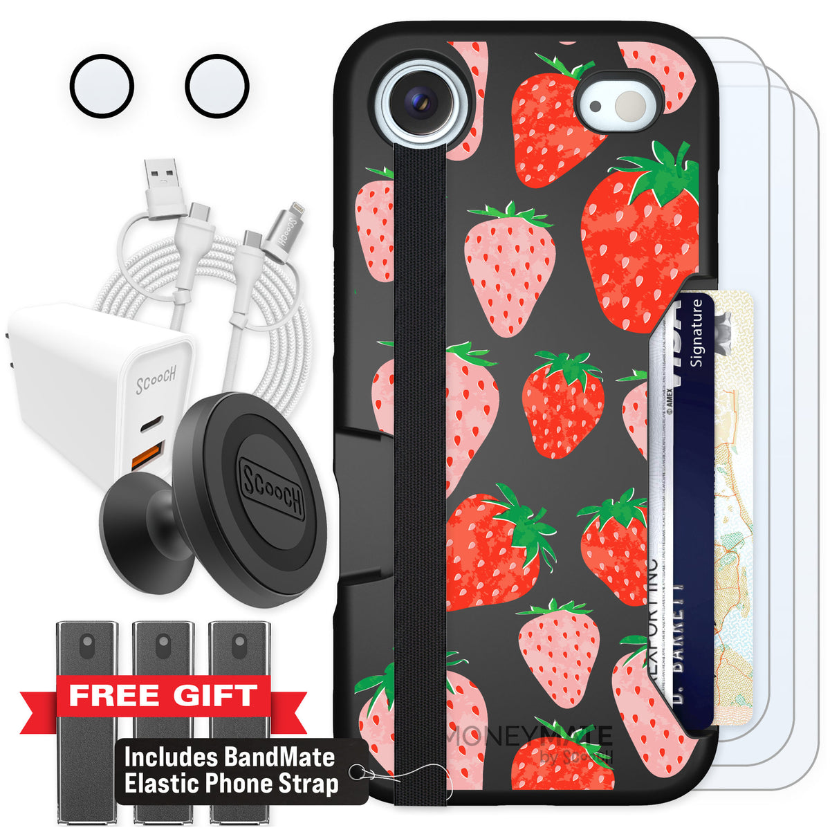 Scooch Moneymate Strawberry Fields for iPhone Air — Ultimate Bundle