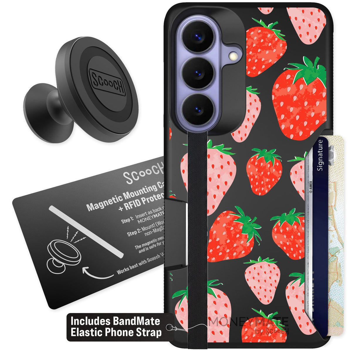 Scooch Moneymate Strawberry Fields for Galaxy S26 — Starter Bundle