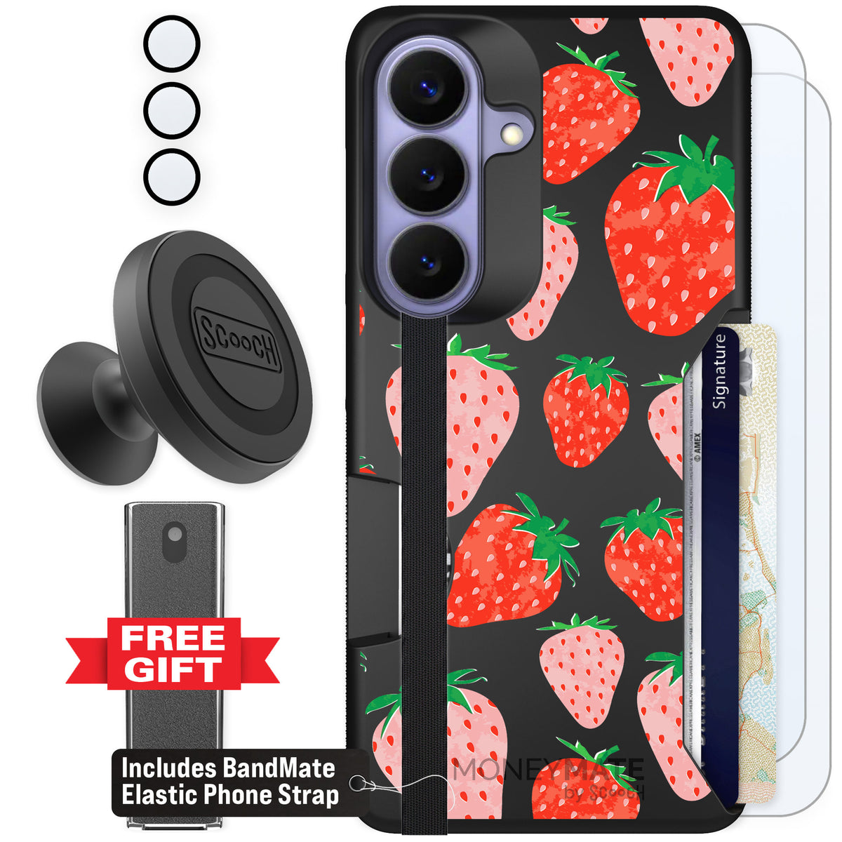 Scooch Moneymate Strawberry Fields for Galaxy S26 — Defender Bundle