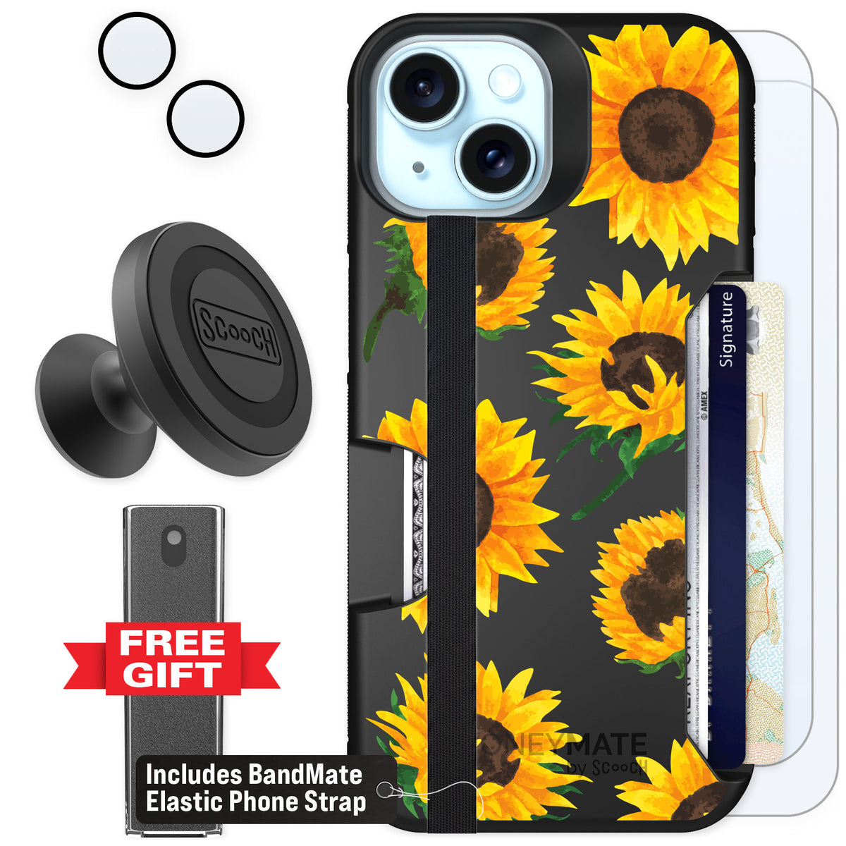 Scooch Moneymate Sunflower Frenzy for iPhone 15 — Defender Bundle