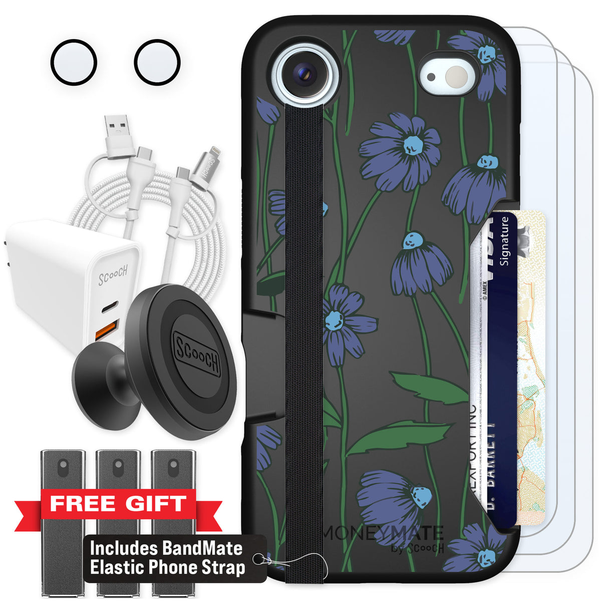 Scooch Moneymate Violet Daisy for iPhone Air — Ultimate Bundle