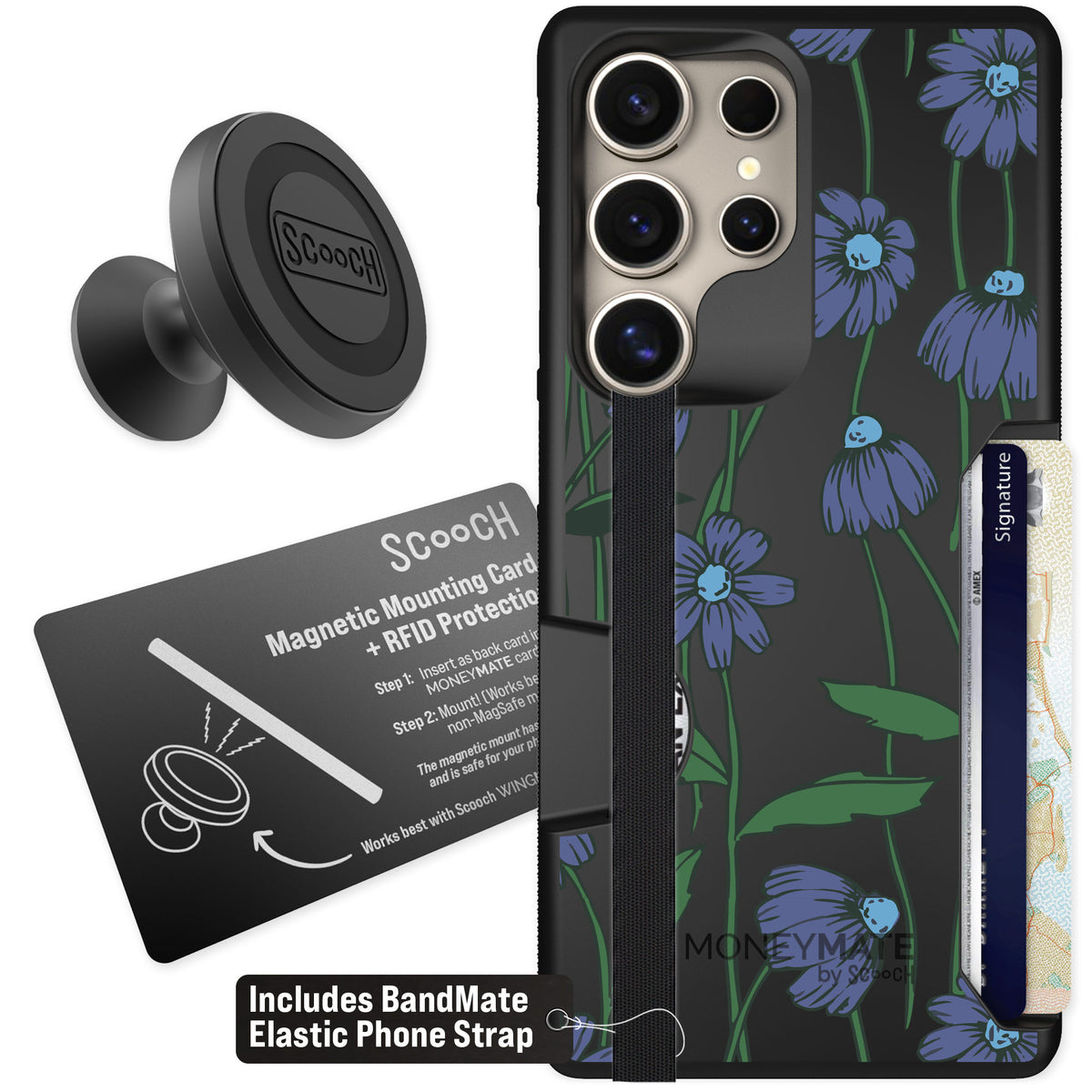Scooch Moneymate Violet Daisy for Galaxy S25 Ultra — Starter Bundle