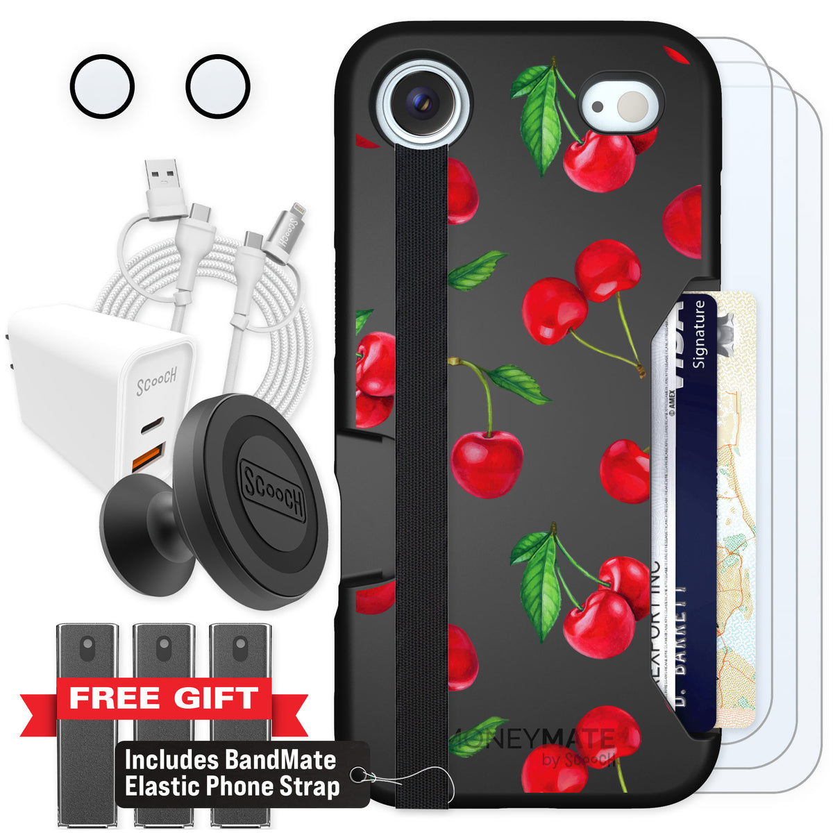Scooch Moneymate Very Cherry for iPhone Air — Ultimate Bundle