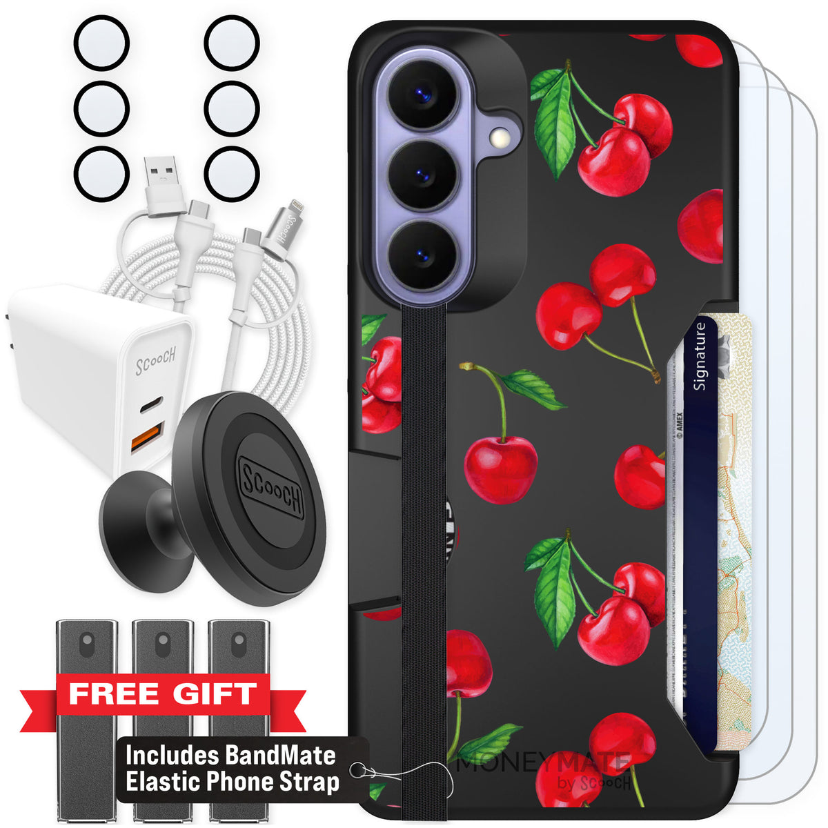 Scooch Moneymate Very Cherry for Galaxy S26+ — Ultimate Bundle