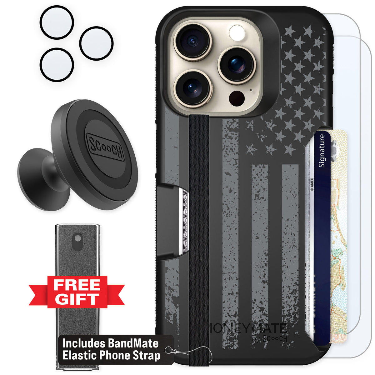Scooch Moneymate Weathered Glory for iPhone 15 Pro — Defender Bundle