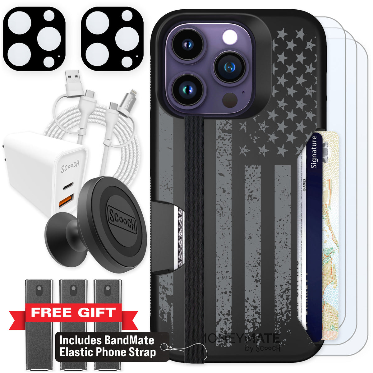 Scooch Moneymate Weathered Glory for iPhone 14 Pro — Ultimate Bundle
