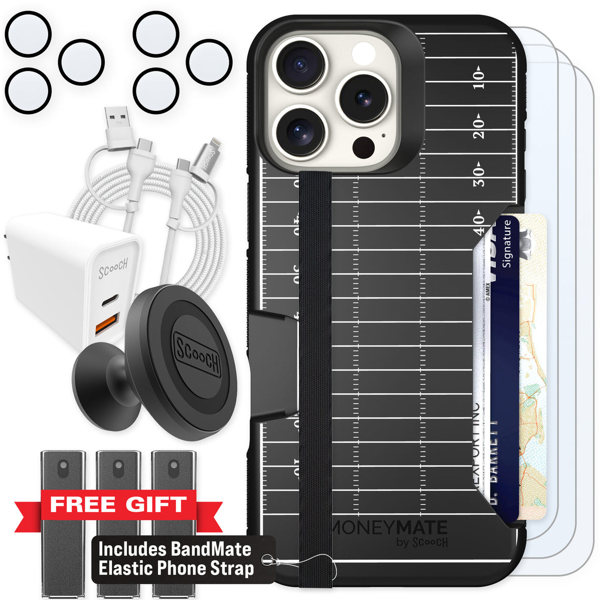 Scooch Moneymate Yard Lines for iPhone 16 Pro Max — Ultimate Bundle