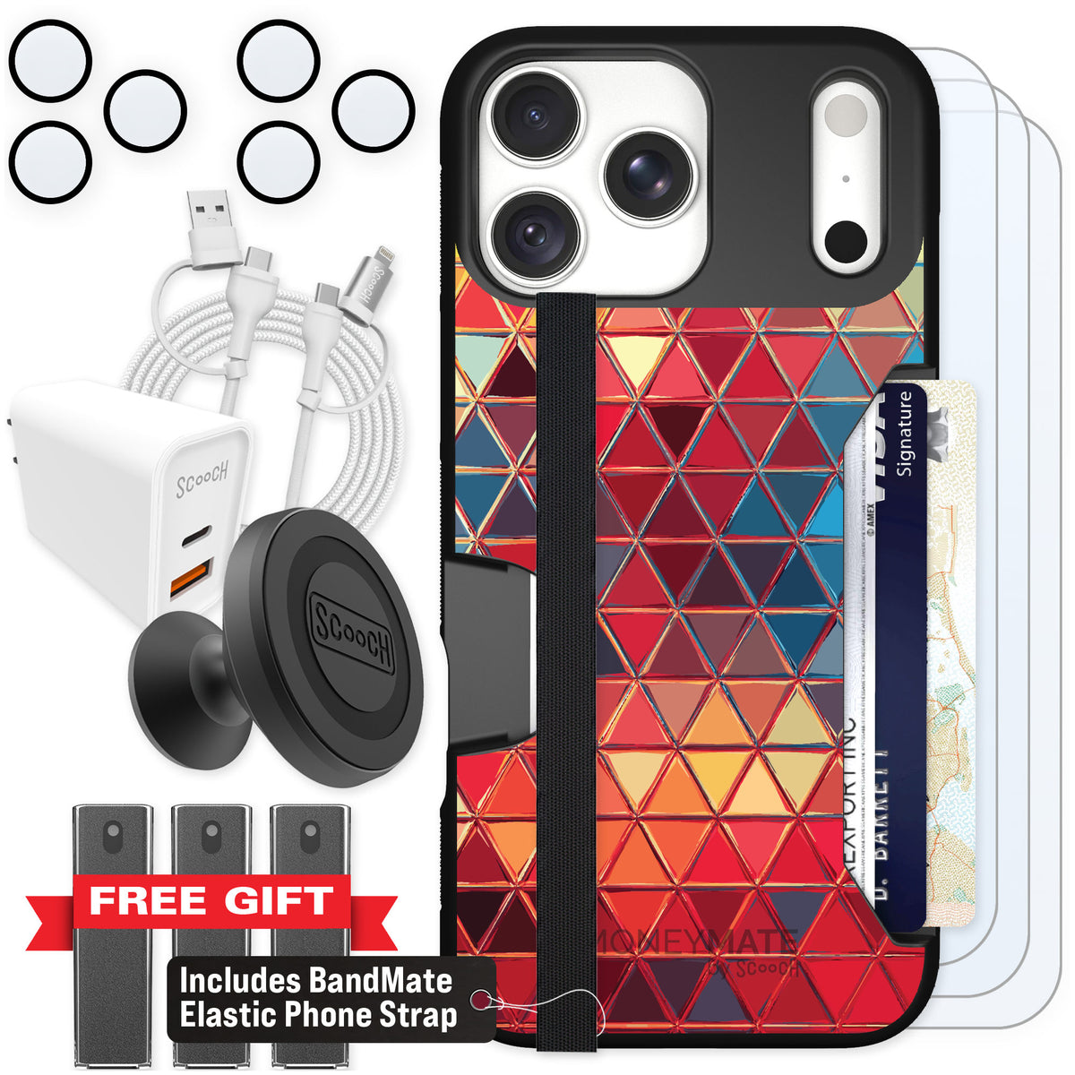 Scooch Moneymate Festive Glass for iPhone 18 Pro Max — Ultimate Bundle