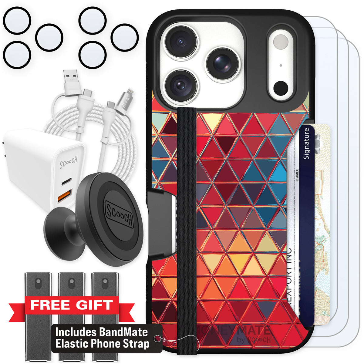 Scooch Moneymate Festive Glass for iPhone 18 Pro — Ultimate Bundle