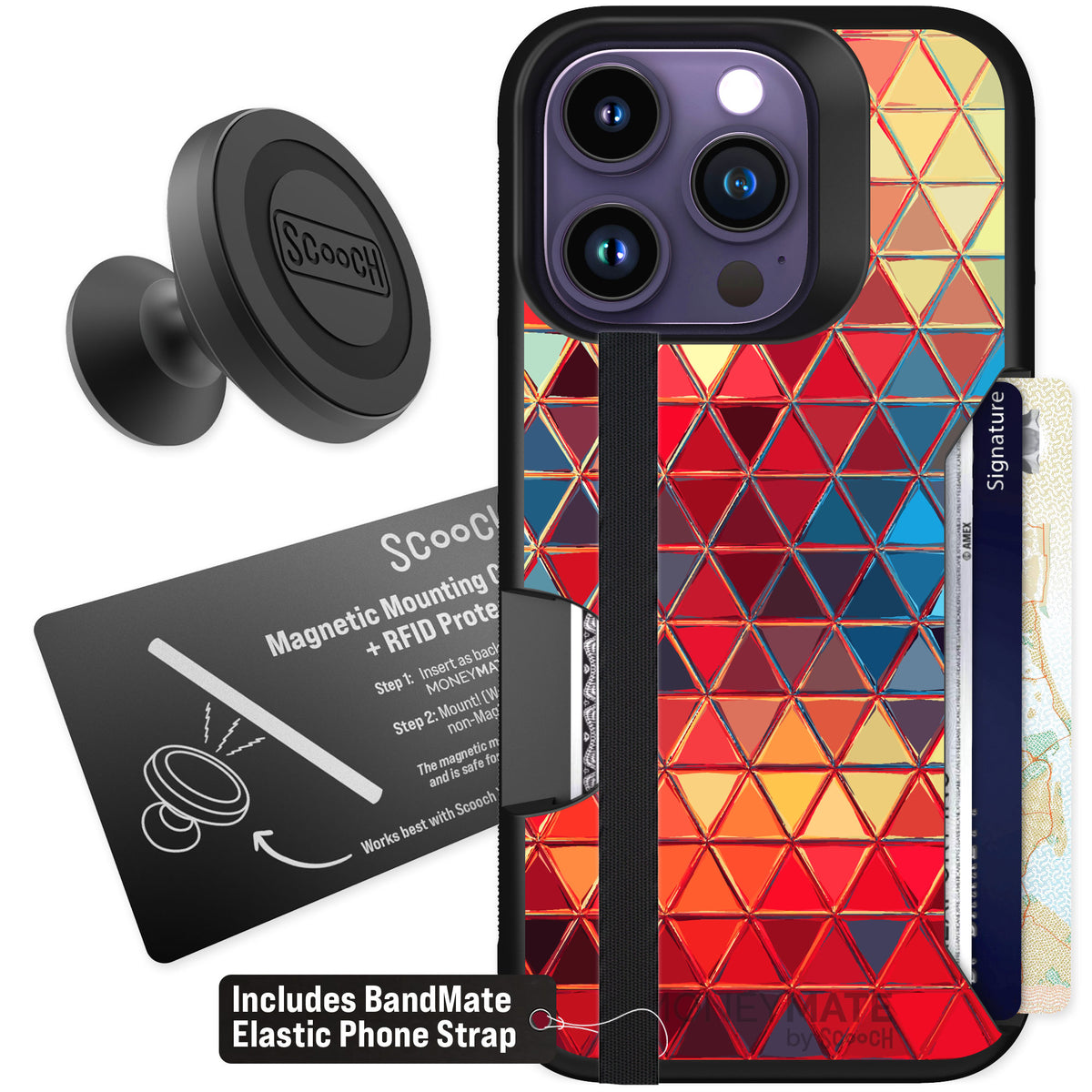 Scooch Moneymate Festive Glass for iPhone 14 Pro — Starter Bundle