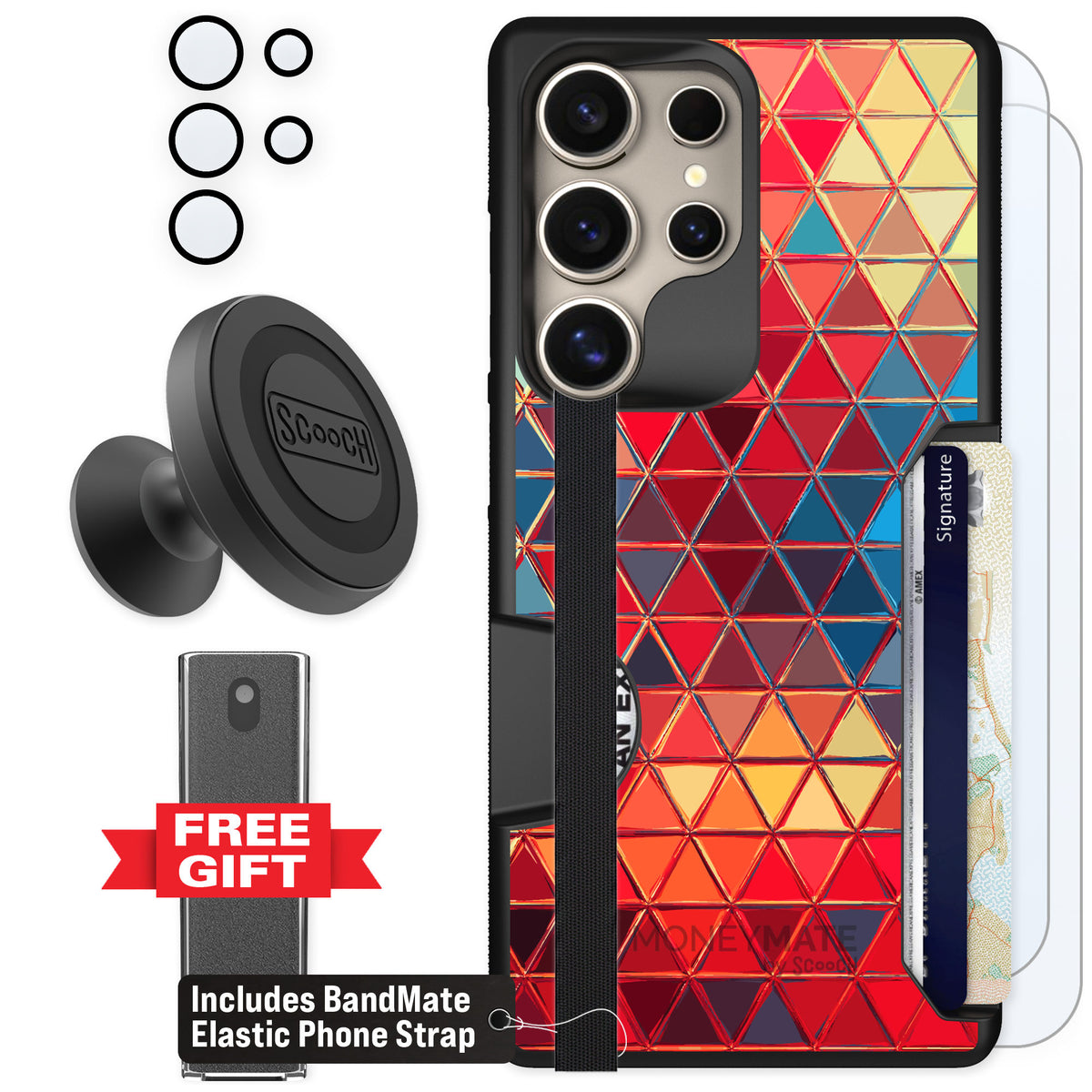 Scooch Moneymate Festive Glass for Galaxy S25 Ultra — Defender Bundle