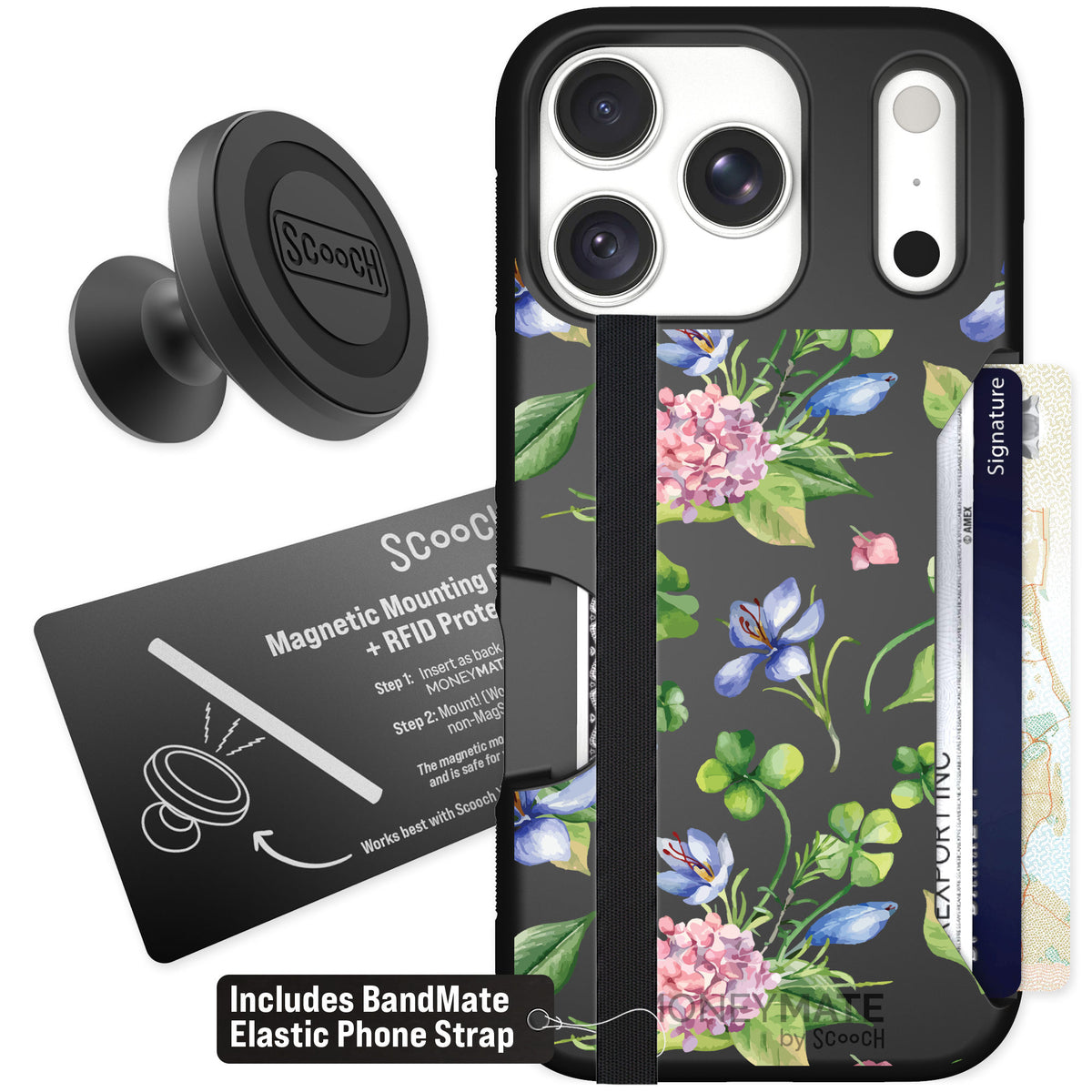 Scooch Moneymate Lucky Hydrangea for iPhone 18 Pro — Starter Bundle