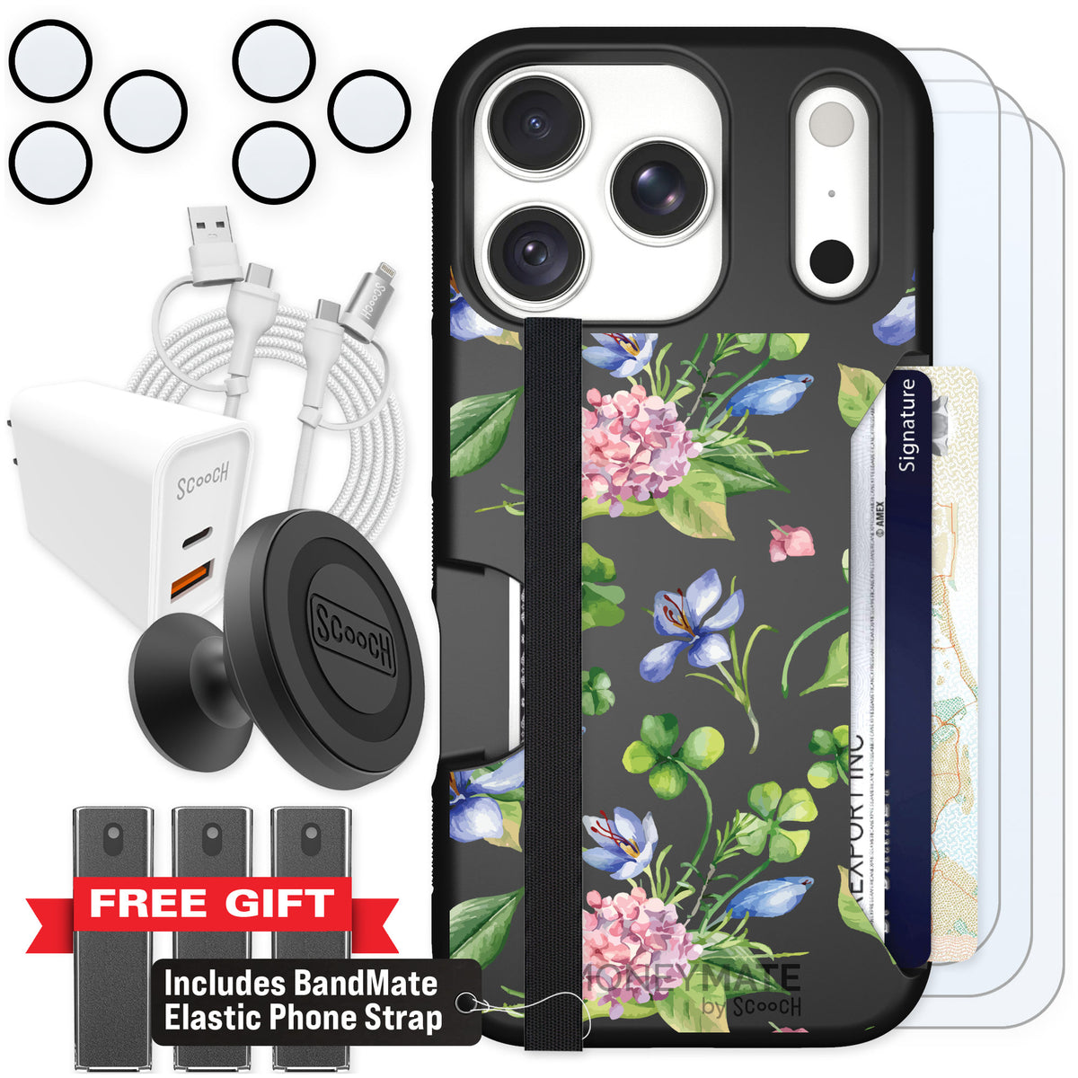 Scooch Moneymate Lucky Hydrangea for iPhone 18 Pro — Ultimate Bundle