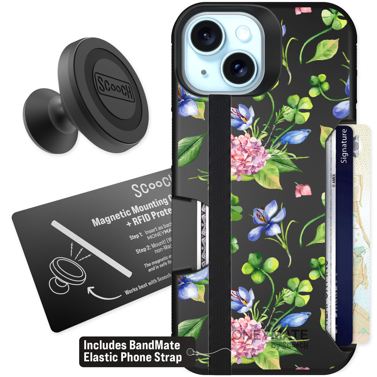Scooch Moneymate Lucky Hydrangea for iPhone 15 — Starter Bundle