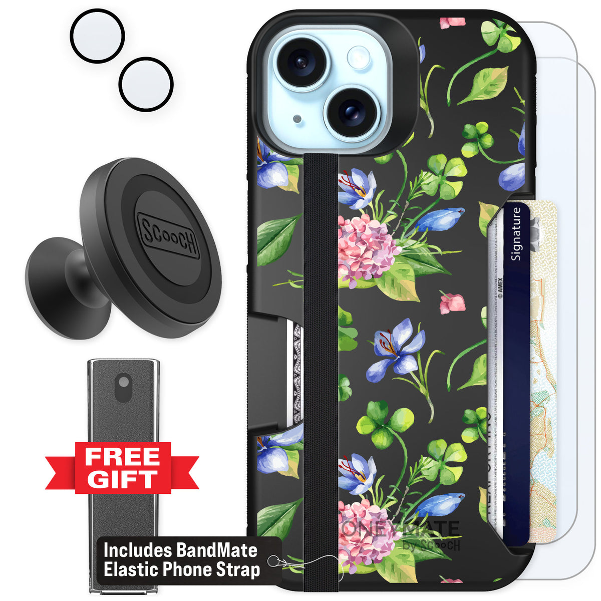 Scooch Moneymate Lucky Hydrangea for iPhone 15 — Defender Bundle