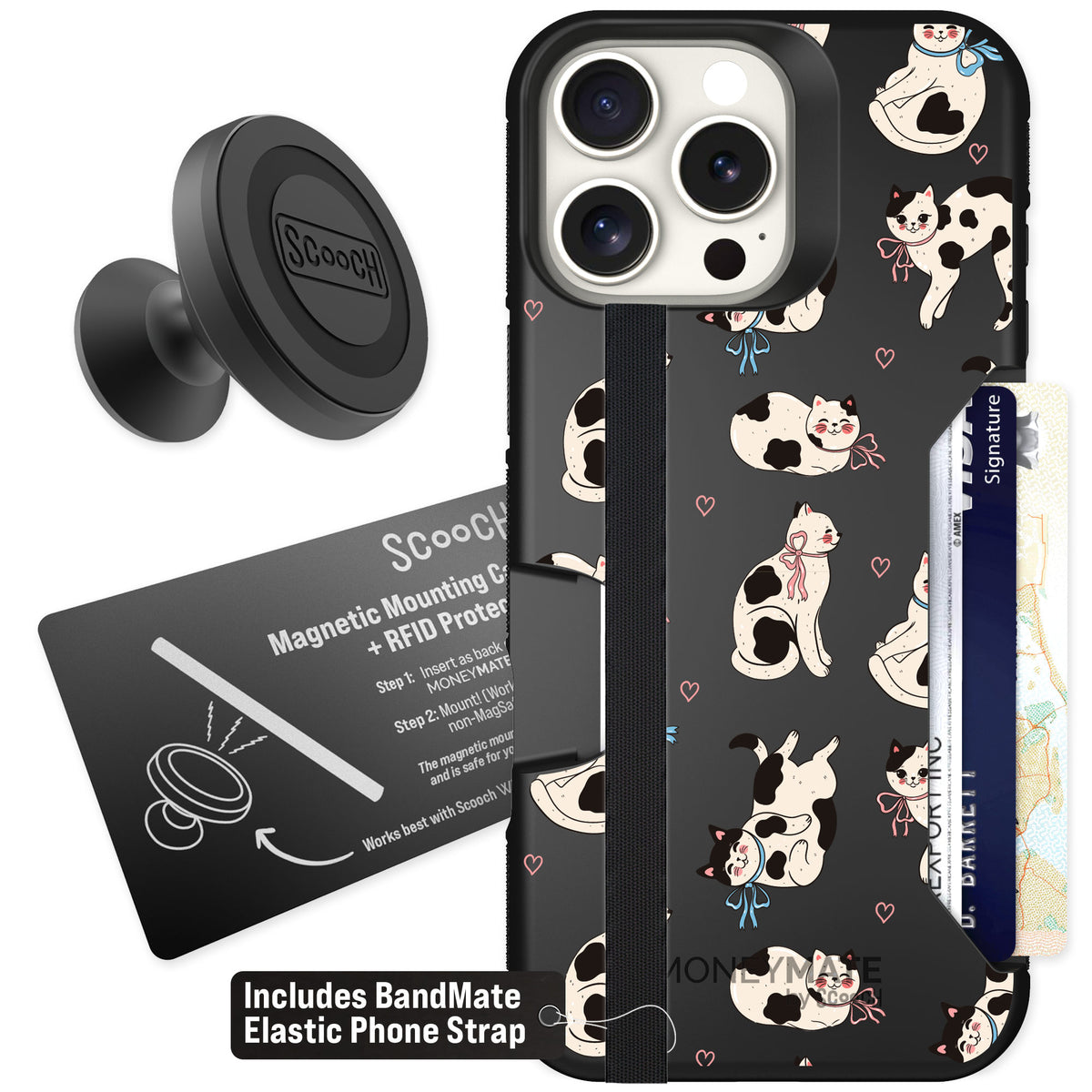 Scooch Moneymate Bow Kitties for iPhone 16 Pro Max — Starter Bundle