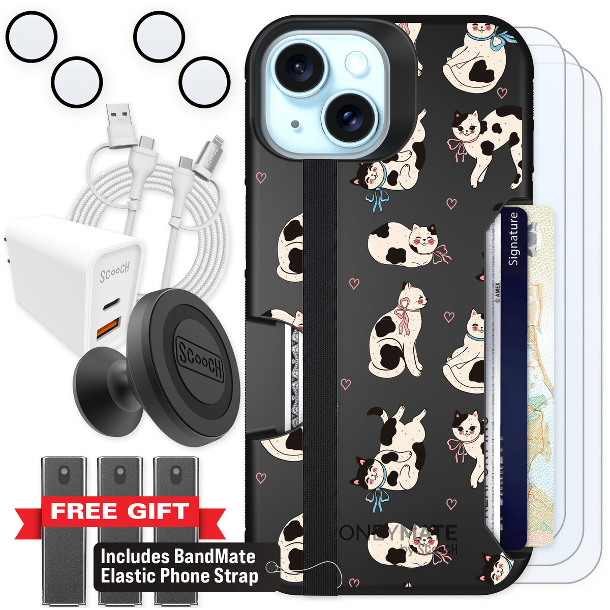 Scooch Moneymate Bow Kitties for iPhone 15 — Ultimate Bundle