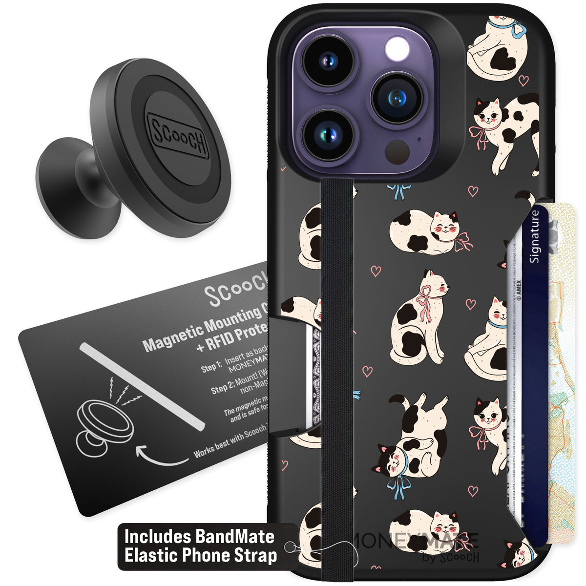 Scooch Moneymate Bow Kitties for iPhone 14 Pro — Starter Bundle
