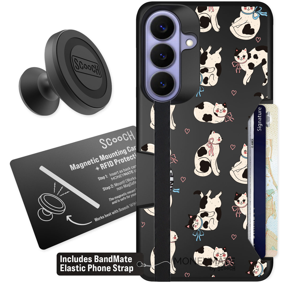 Scooch Moneymate Bow Kitties for Galaxy S26+ — Starter Bundle