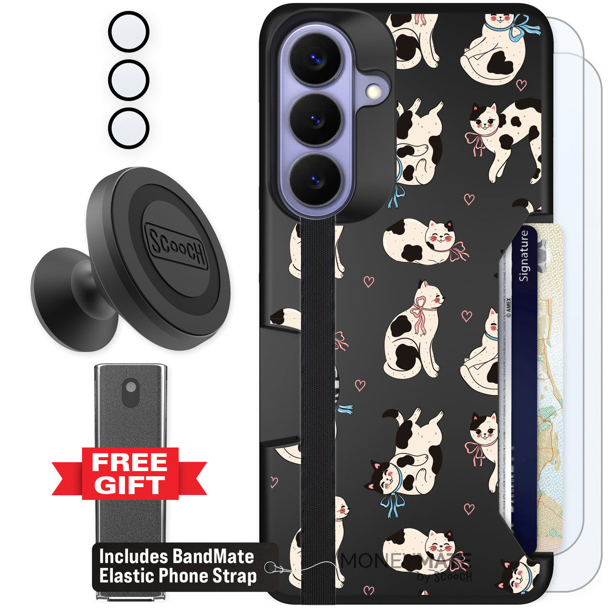 Scooch Moneymate Bow Kitties for Galaxy S26+ — Defender Bundle