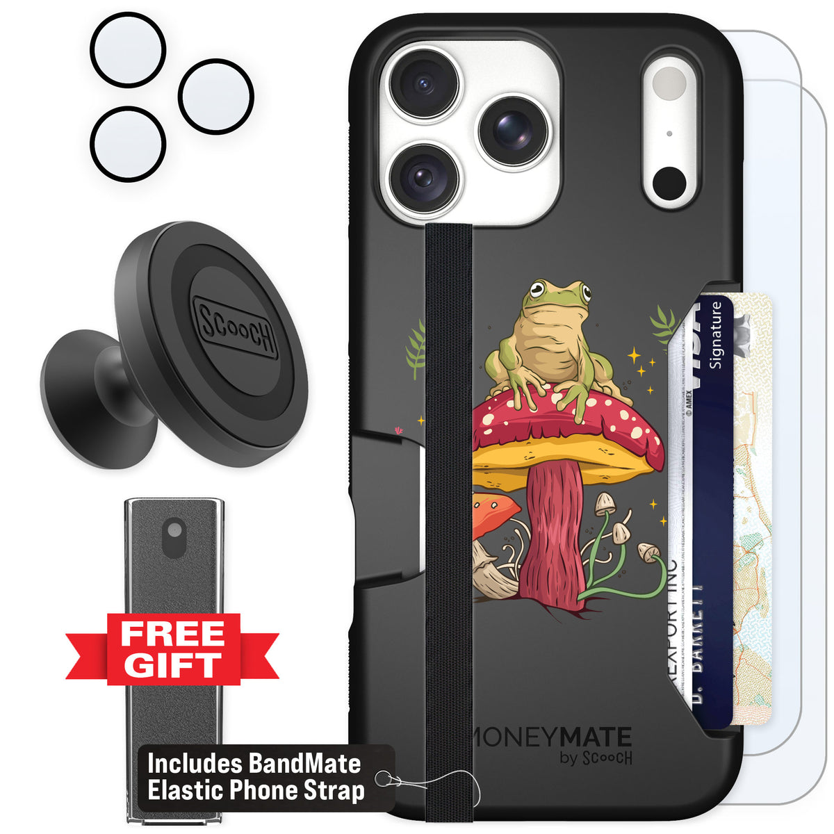 Scooch Moneymate Toadstool Frog for iPhone 18 Pro Max — Defender Bundle
