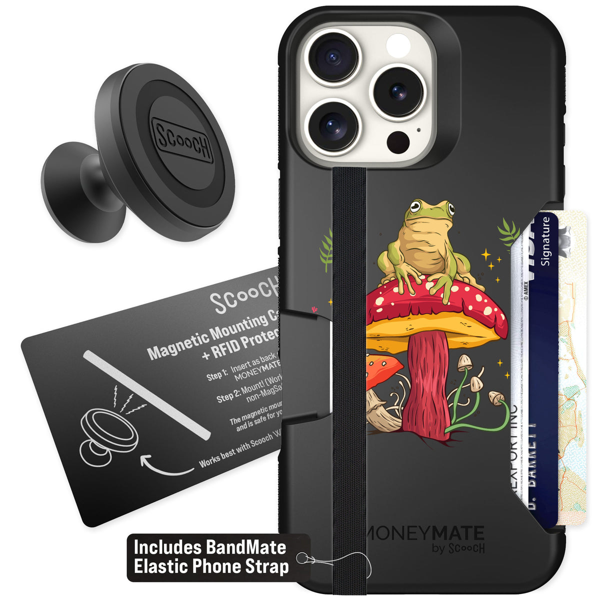Scooch Moneymate Toadstool Frog for iPhone 16 Pro Max — Starter Bundle