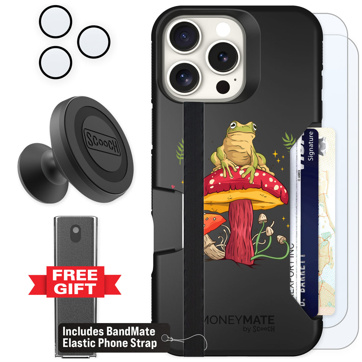 Scooch Moneymate Toadstool Frog for iPhone 16 Pro Max — Defender Bundle