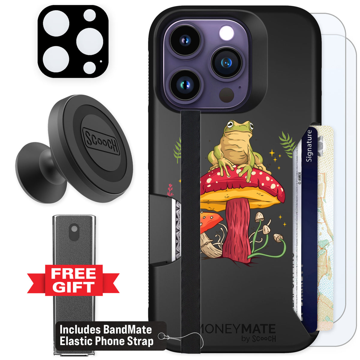 Scooch Moneymate Toadstool Frog for iPhone 14 Pro — Defender Bundle