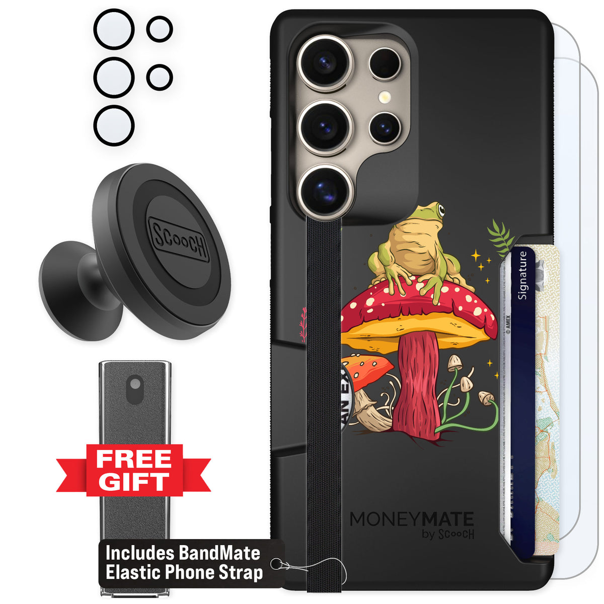 Scooch Moneymate Toadstool Frog for Galaxy S25 Ultra — Defender Bundle