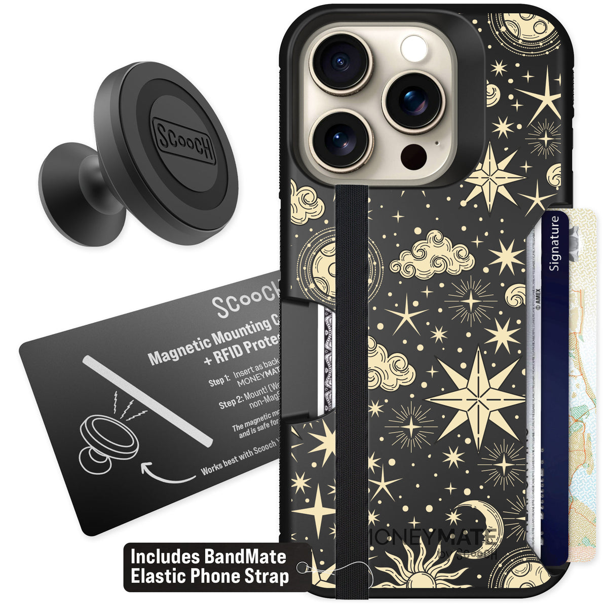 Scooch Moneymate Celestial Sleep for iPhone 15 Pro — Starter Bundle
