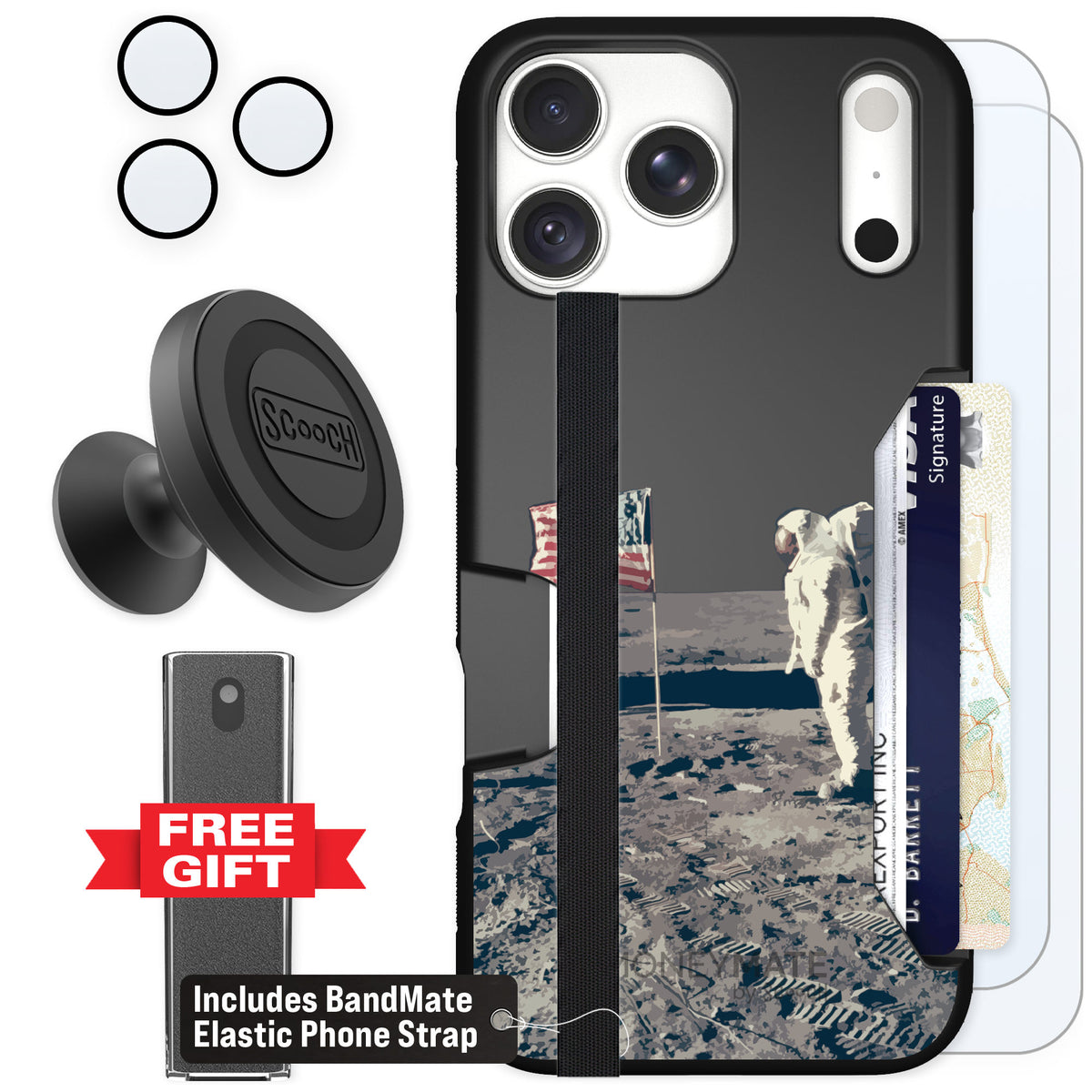 Scooch Moneymate Lunar Landing for iPhone 18 Pro Max — Defender Bundle