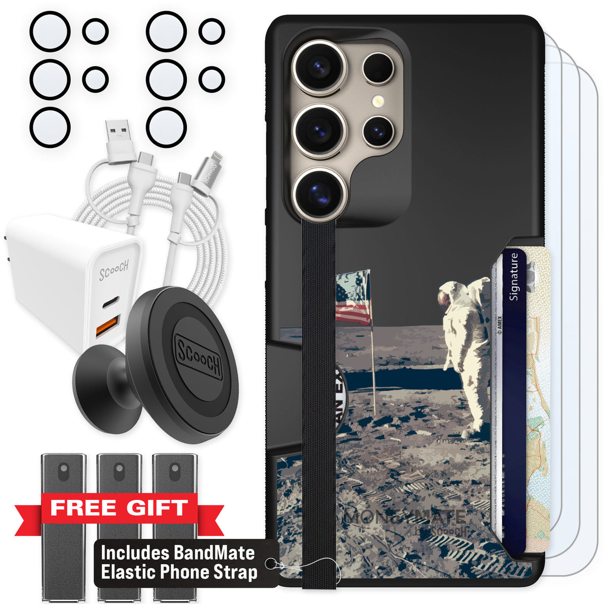 Scooch Moneymate Lunar Landing for Galaxy S25 Ultra — Ultimate Bundle