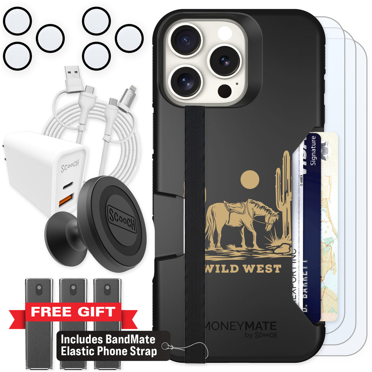 Scooch Moneymate Wild West for iPhone 16 Pro Max — Ultimate Bundle