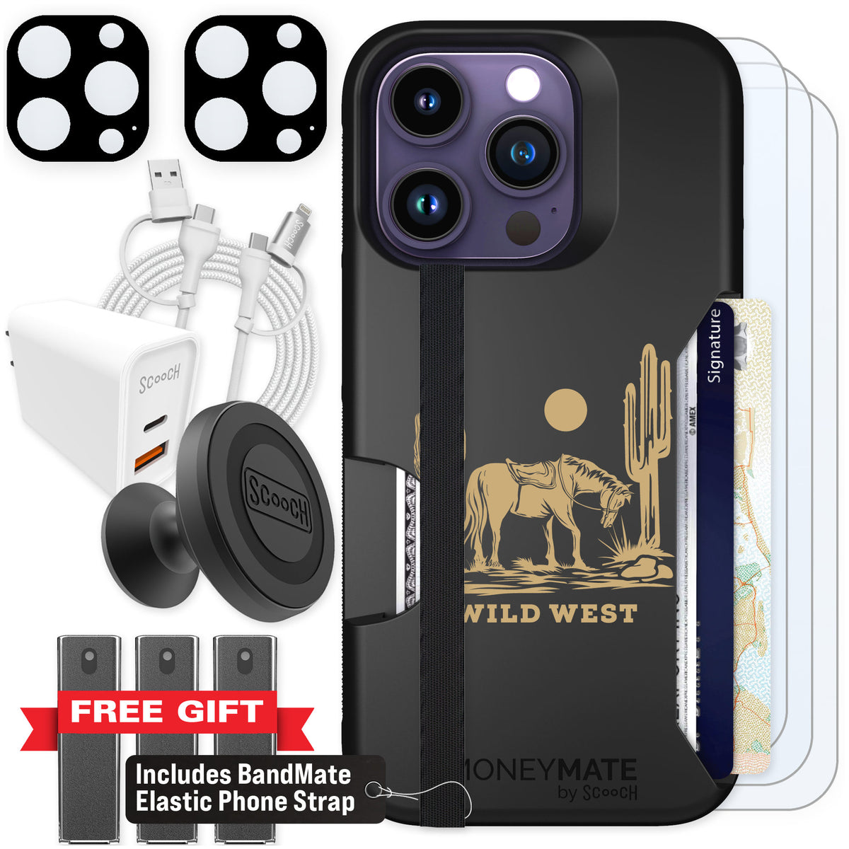 Scooch Moneymate Wild West for iPhone 14 Pro — Ultimate Bundle