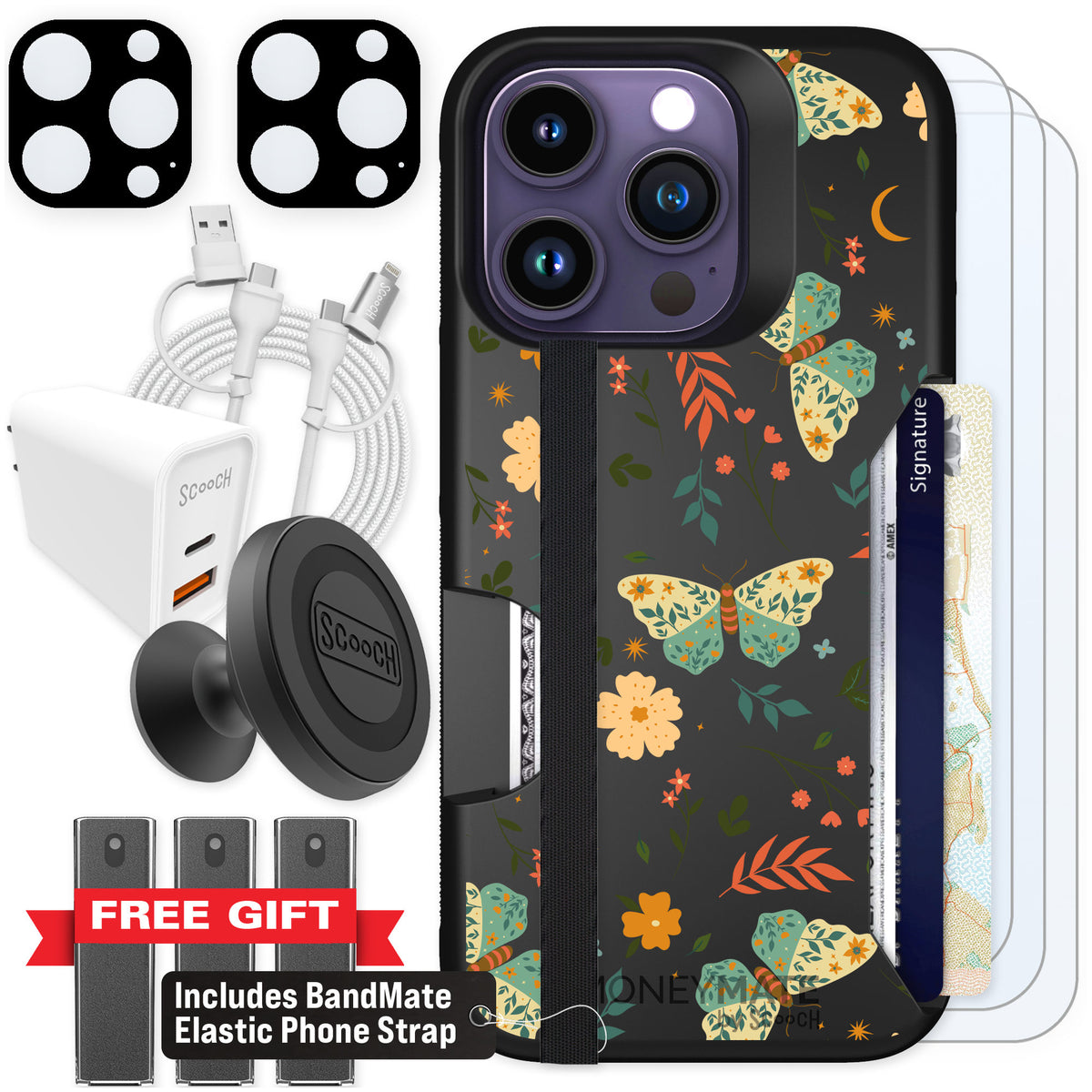 Scooch Moneymate Boho Nights for iPhone 14 Pro — Ultimate Bundle