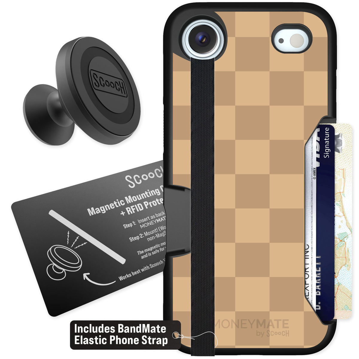 Scooch Moneymate Checkered Beige for iPhone Air — Starter Bundle